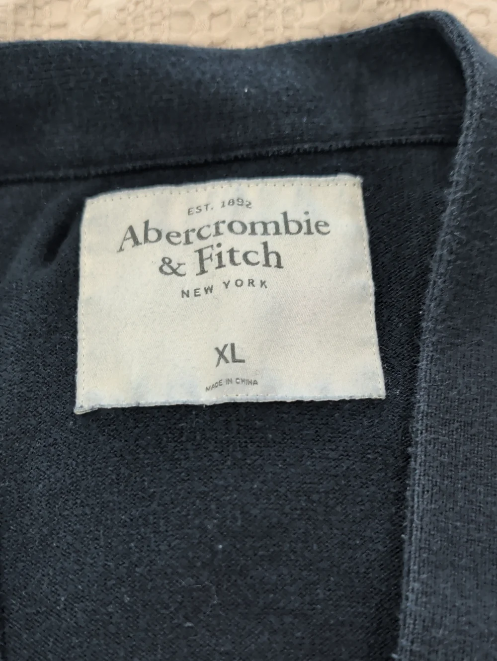 Abercrombie & Fitch Navy Button Cardigan with Contrast Moose
